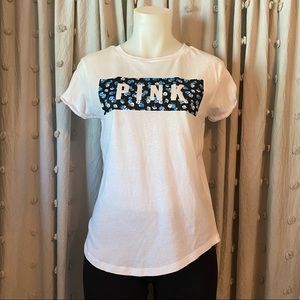 VS PINK Floral logo tee